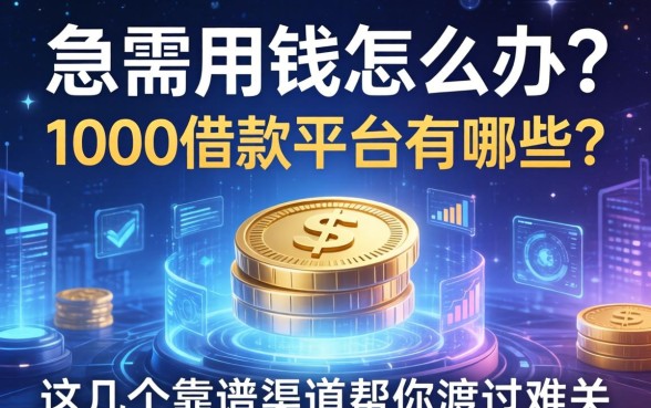 急需用钱怎么办？1000借款平台有哪些？这几个靠谱渠道帮你渡过难关