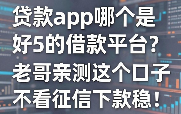 贷款app哪个是好的借款平台？老哥亲测这5个口子不看征信下款稳