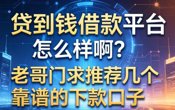 贷到钱借款平台怎么样啊？老哥们求推荐几个靠谱的下款口子