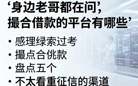 身边老哥都在问撮合借款的平台有哪些，盘点五个不太看重征信的渠道