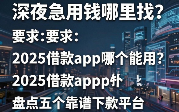 深夜急用钱哪里找？2025借款app哪个能用？盘点五个靠谱下款平台