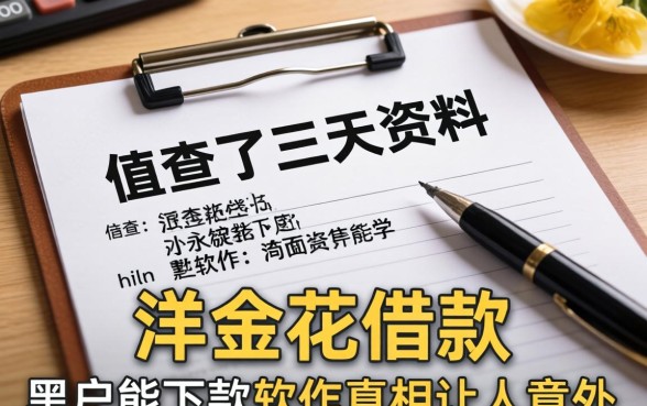 我查了三天资料，洋金花借款和黑户能下款的软件真相让人意外