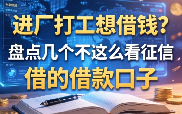 进厂打工想借钱？盘点几个不怎么看征信的借款口子