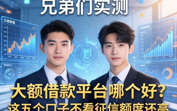 兄弟们实测：大额借款平台哪个好？这五个口子不看征信额度还高