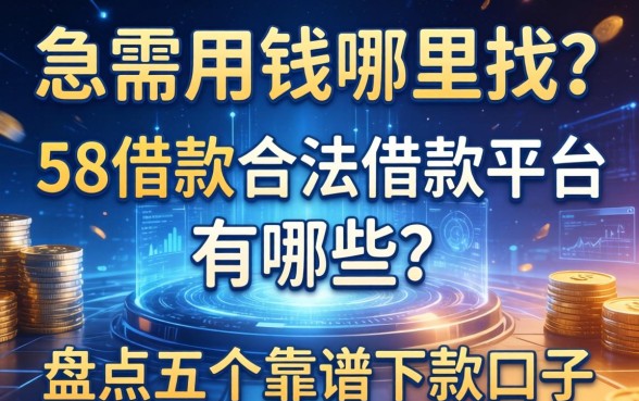 急需用钱哪里找？58借钱合法借款平台有哪些？盘点五个靠谱下款口子