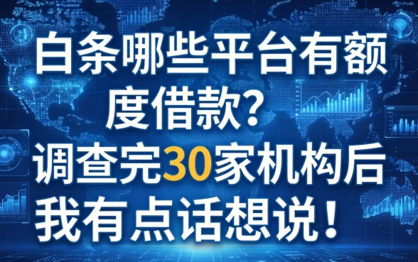 白条哪些平台有额度借款?调查完30家机构后我有点话想说