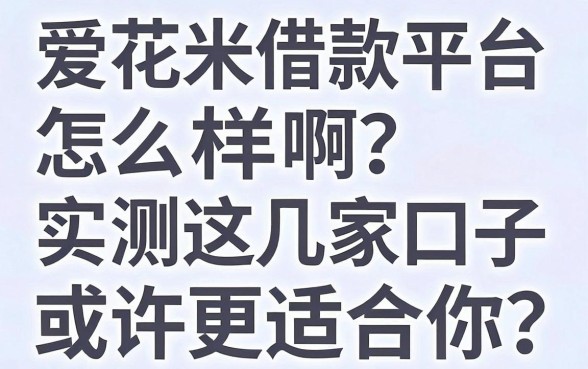 爱花米借款平台怎么样啊?实测这几家口子或许更适合你