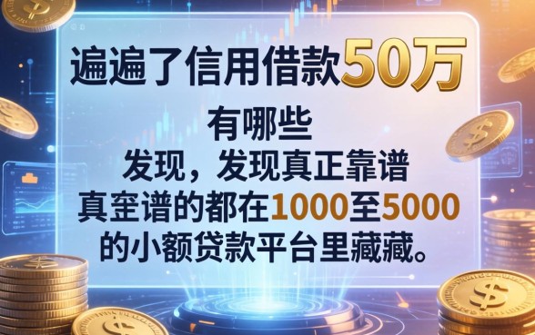 我翻遍了信用借款50万的有哪些，发现真正靠谱的都在1000至5000的小额贷款平台里藏着