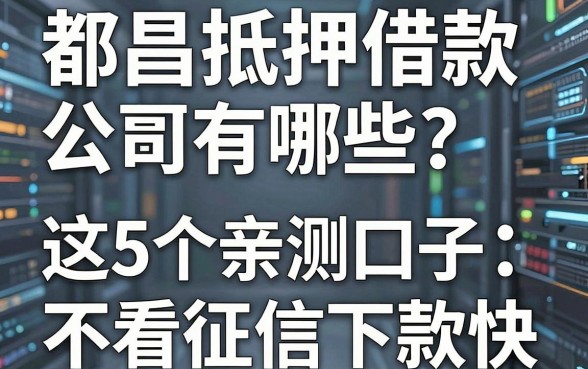 都昌抵押借款公司有哪些?老哥亲测这5个口子不看征信下款快