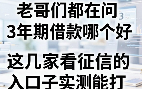 老哥们都在问3年期借款哪个好,这几家不看征信的口子实测能打