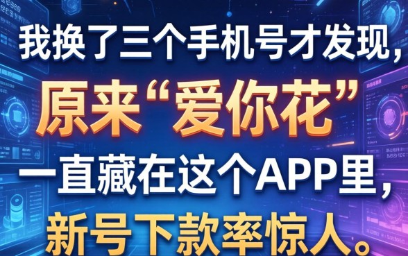 我换了三个手机号才发现，原来“爱你花”一直藏在这个APP里，新号下款率惊人