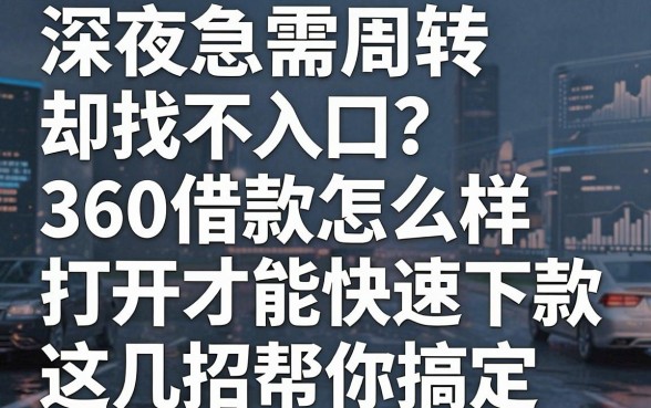 深夜急需周转却找不到入口?360借款怎么样打开才能快速下款,这几招帮你搞定!