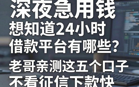 深夜急用钱想知道24小时借款平台有哪些？老哥亲测这五个口子不看征信下款快