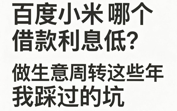 百度小米哪个借款利息低？做生意周转这些年我踩过的坑