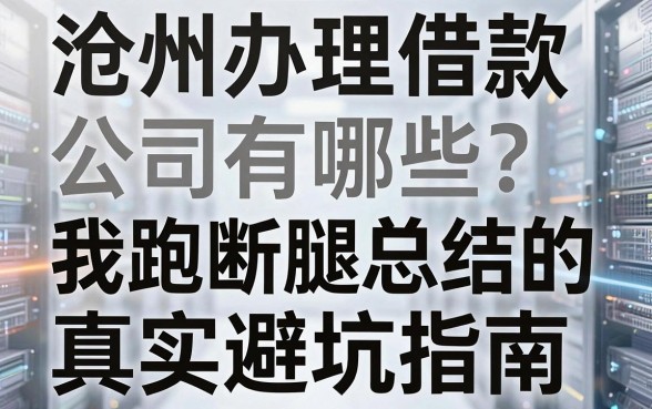 沧州办理借款公司有哪些？我跑断腿总结的真实避坑指南