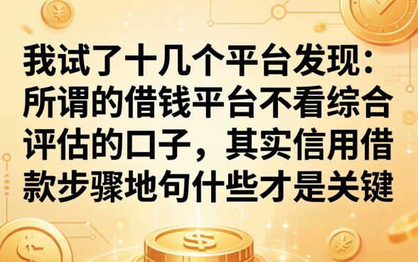 我试了十几个平台发现,所谓的借钱平台不看综合评估的口子,其实信用借款步骤包括哪些才是关键
