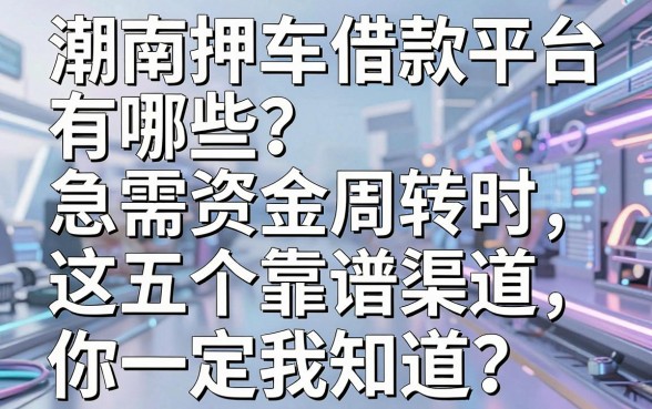 潮南押车借款平台有哪些?急需资金周转时,这五个靠谱渠道你一定要知道