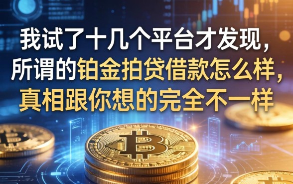 我试了十几个平台才发现，所谓的铂金拍贷借款怎么样，真相跟你想的完全不一样
