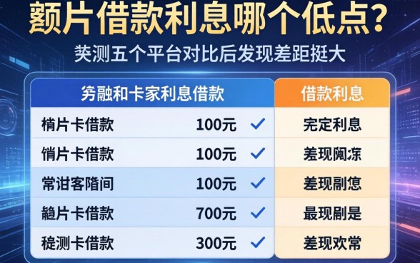 信用卡借款利息哪个低点？实测五个平台对比后发现差距挺大