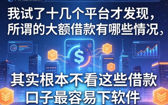 我试了十几个平台才发现，所谓的大额借款有哪些情况，其实根本不看这些借款口子最容易下软件