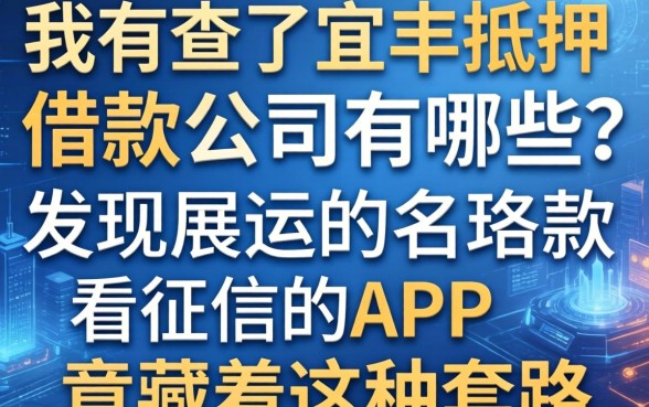 我查了宜丰抵押借款公司有哪些，发现不看征信的app竟藏着这种套路