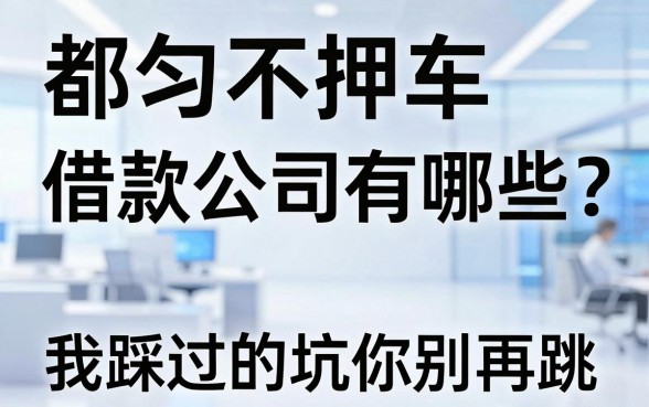 都匀不押车借款公司有哪些?我踩过的坑你别再跳