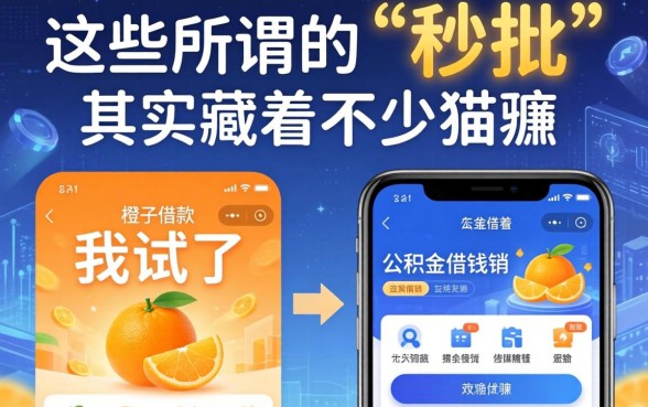 我试了橙子借款和公积金借钱软件,发现这些所谓的“秒批”其实藏着不少猫腻