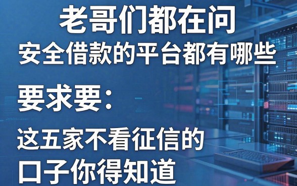 老哥们都在问安全借款的平台都有哪些，这五家不看征信的口子你得知道