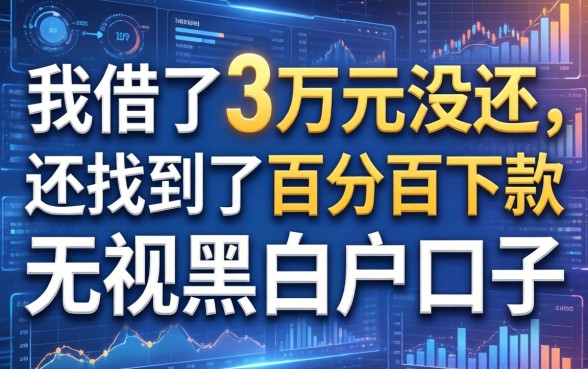 我借了3万元没还，还找到了百分百下款无视黑白户口子