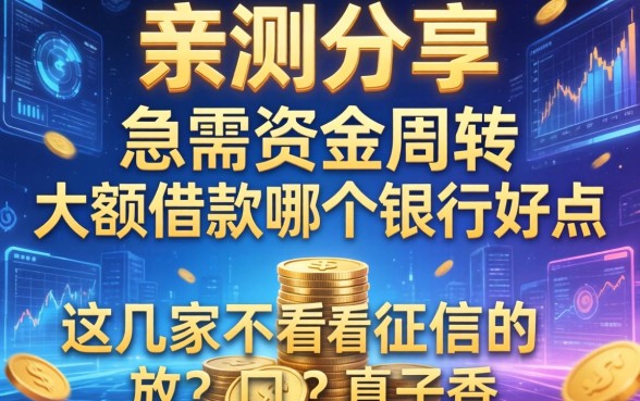 亲测分享：急需资金周转，大额借款哪个银行好点？这几家不看征信的口子真香