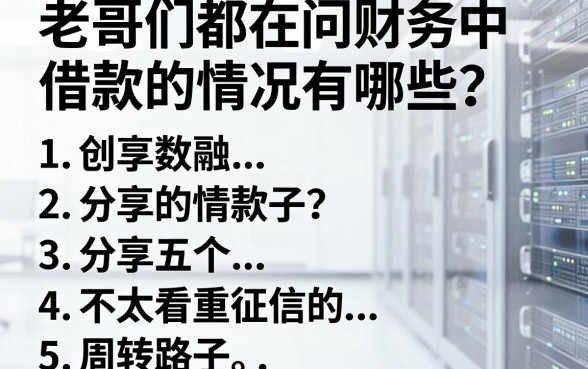 老哥们都在问财务中借款的情况有哪些？分享五个不太看重征信的周转路子