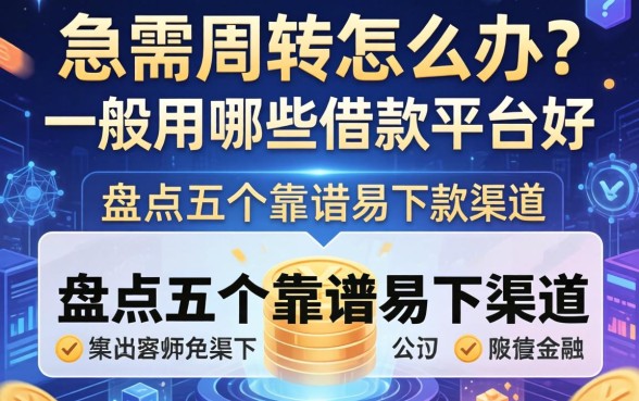 急需周转怎么办？一般用哪些借款平台好？盘点五个靠谱易下款的渠道