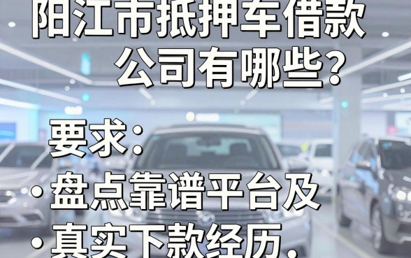 阳江市抵押车借款公司有哪些?盘点5个靠谱平台及真实下款经历