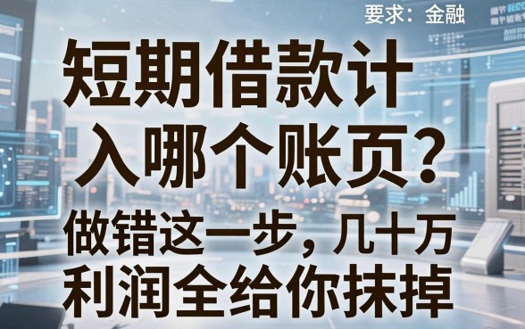 短期借款计入哪个账页?做错这一步,几十万利润税务局全给你抹掉