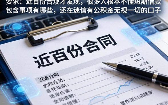 我翻了近百份合同才发现，很多人根本不懂短期借款包含事项有哪些，还在迷信有公积金无视一切的口子
