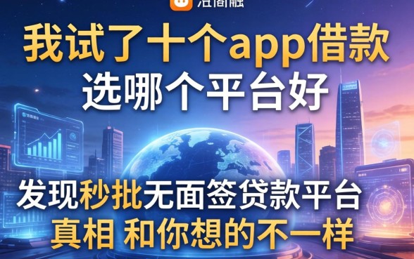 我试了十个app借款选哪个平台好,发现秒批无面签贷款平台的真相和你想的不一样