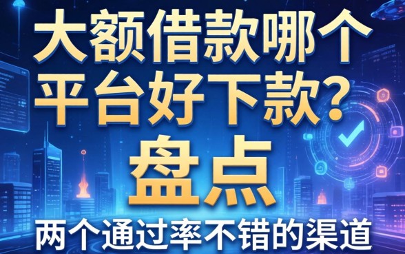 大额借款哪个平台好下款？盘点两个通过率不错的渠道