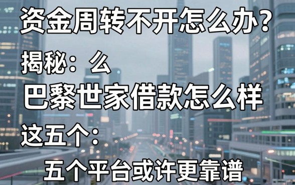 资金周转不开怎么办?揭秘巴黎世家借款怎么样,这五个平台或许更靠谱