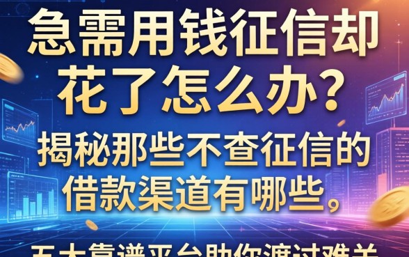 急需用钱征信却花了怎么办？揭秘那些不查征信的借款渠道有哪些，五大靠谱平台助你渡过难关