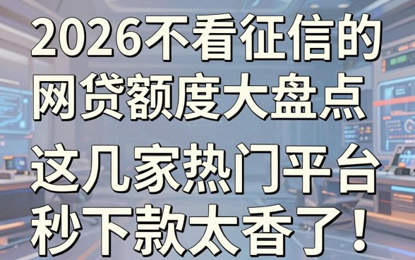 2026不看征信的网贷额度大盘点，这几家热门平台秒下款太香了！
