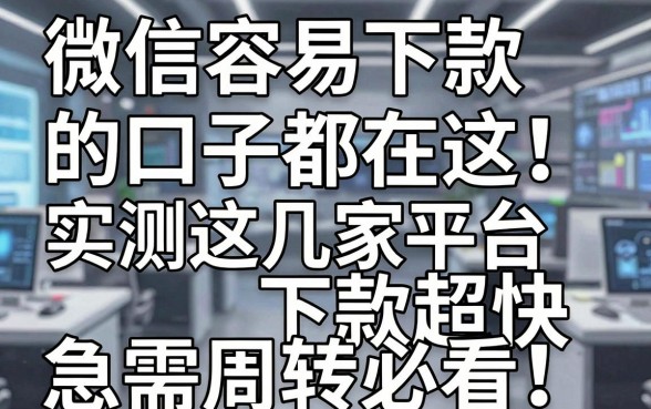 微信容易下款的口子都在这!实测这几家平台下款超快,急需周转必看