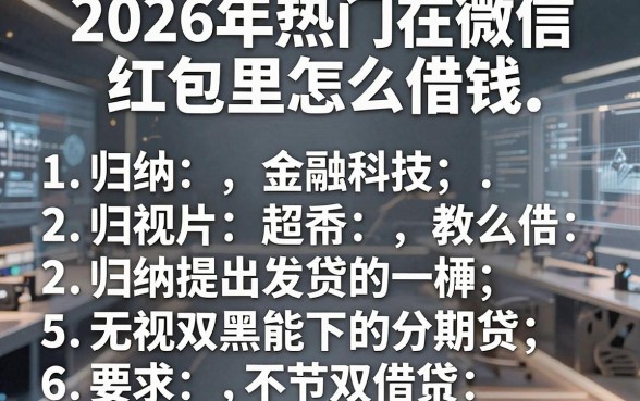 2026年热门在微信红包里怎么借钱,归纳五个无视双黑能下的分期贷