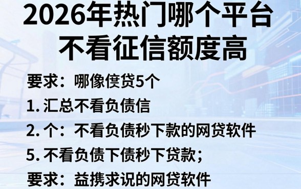 2026年热门哪个平台不看征信额度高,汇总5个不看负债秒下款的网贷软件