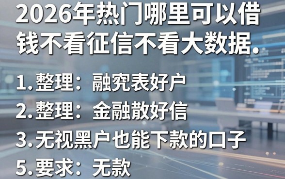 2026年热门哪里可以借钱不看征信不看大数据,整理5个无视黑户也能下款的口子