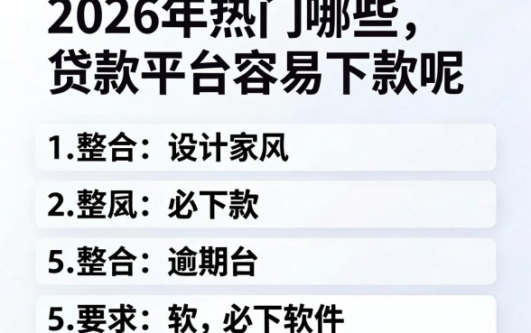2026年热门哪些贷款平台容易下款呢，整合5个逾期必下款的软件