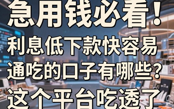 急用钱必看!利息低下款快容易通吃的口子有哪些?这5个平台吃透了!