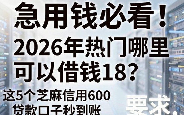 急用钱必看！2026年热门哪里可以借钱18？这5个芝麻信用600贷款口子秒到账