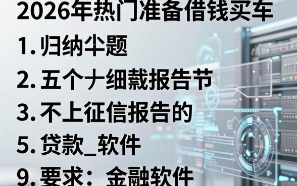 2026年热门准备借钱买车，归纳五个不上征信报告的贷款软件