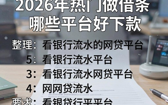 2026年热门做借条哪些平台好下款，整理5个看银行流水的网贷平台