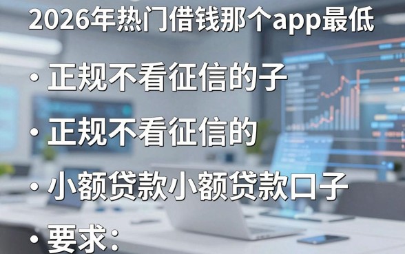 2026年热门借钱那个app最低，整理五个正规不看征信的小额贷款口子